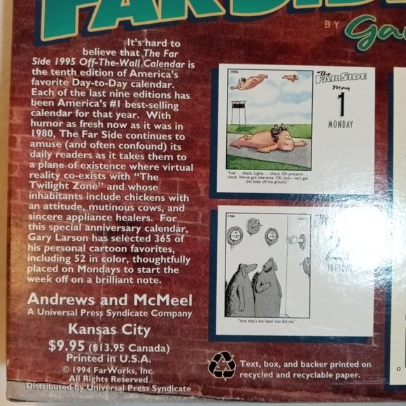 The Far Side 1995 Off- the -Wall Calendar in Box - Picture 7 of 8